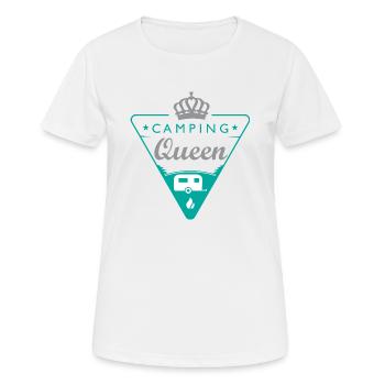 Camping-Shirt Queen - T-shirt respirant Femme - blanc - Devant - AI Model Female 172 dark (172cm)