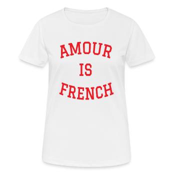 The bestseller ❤️AMOUR IS FRENCH in red - Women's Breathable T-Shirt - white - Front - AI Model Female 172 dark (172cm)