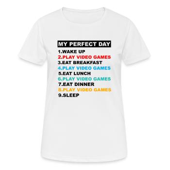 Mein perfekter Tag Videospiele Lustiger Cool Gamer - Frauen T-Shirt atmungsaktiv - Weiß - Vorne - AI Model Female 172 dark (172cm)