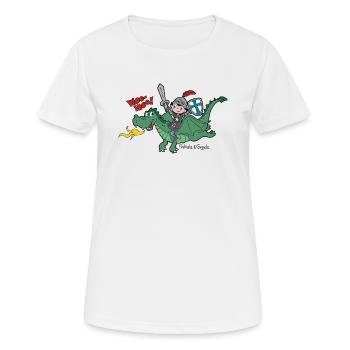 Kleiner Ritter und sein Freund, der Drache - Frauen T-Shirt atmungsaktiv - Weiß - Vorne - AI Model Female 172 dark (172cm)