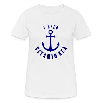 J’ai besoin de Vitamin Sea Anchor Blue - T-shirt respirant Femme - blanc - Devant - AI Model Female 172 dark (172cm)