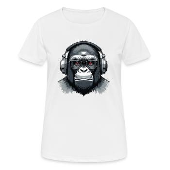 Gorilla with Headphones - Frauen T-Shirt atmungsaktiv - Weiß - Vorne - AI Model Female 172 dark (172cm)