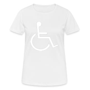 Rollstuhl - Frauen T-Shirt atmungsaktiv - Weiß - Vorne - AI Model Female 172 dark (172cm)