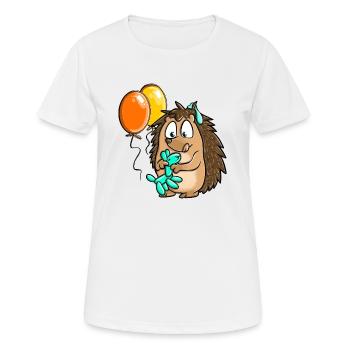 Paulchen Peng Igel Ballons Design Statement - Frauen T-Shirt atmungsaktiv - Weiß - Vorne - AI Model Female 172 dark (172cm)