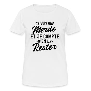 je suis une merde - T-shirt respirant Femme - blanc - Devant - AI Model Female 172 dark (172cm)
