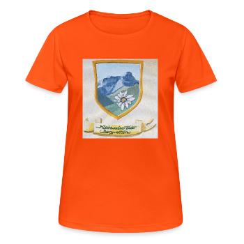 Kleinwalsertaler Bergwelten, le logo officiel - T-shirt respirant Femme - orange néon - Devant - AI Model Female 172 dark (172cm)