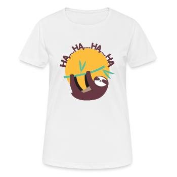 FAULTIER LACHEN - Frauen T-Shirt atmungsaktiv - Weiß - Vorne - AI Model Female 172 dark (172cm)