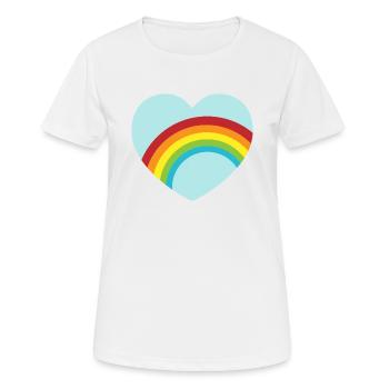 Coeur arc-en-ciel bleu clair - T-shirt respirant Femme - blanc - Devant - AI Model Female 172 dark (172cm)
