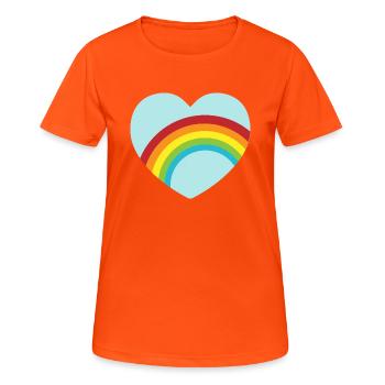 Light blue rainbow heart - Women's Breathable T-Shirt - neon orange - Front - AI Model Female 172 dark (172cm)