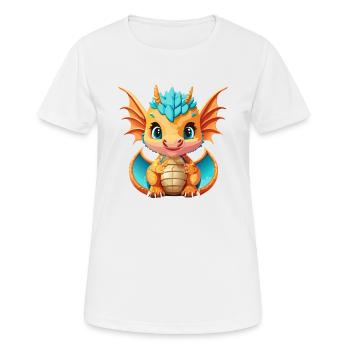 Drachen Blau Orange - Frauen T-Shirt atmungsaktiv - Weiß - Vorne - AI Model Female 172 dark (172cm)