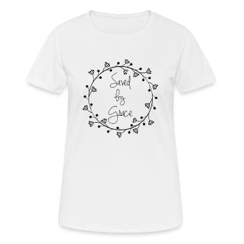 Sauvé par Grace avec une couronne - T-shirt respirant Femme - blanc - Devant - AI Model Female 172 dark (172cm)