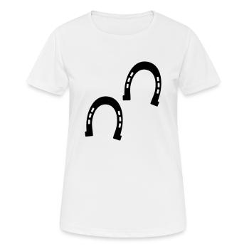 Les sabots de chevaux - T-shirt respirant Femme - blanc - Devant - AI Model Female 172 dark (172cm)