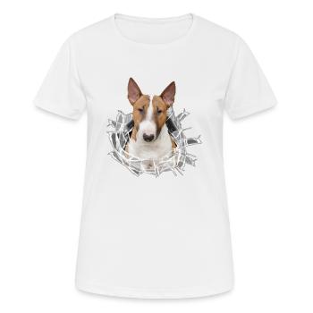 Bullterrier *Glas-Loch* - Frauen T-Shirt atmungsaktiv - Weiß - Vorne - AI Model Female 172 dark (172cm)