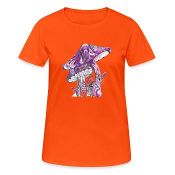 Magic Mushrooms Psychedelic Hippie Design - Women's Breathable T-Shirt - neon orange - Front - AI Model Female 172 dark (172cm)