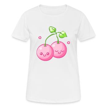 Kirsche - Frauen T-Shirt atmungsaktiv - Weiß - Vorne - AI Model Female 172 dark (172cm)