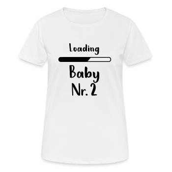 Chargement Baby nr. 2 Dire drôle pour les femmes enceintes - T-shirt respirant Femme - blanc - Devant - AI Model Female 172 dark (172cm)