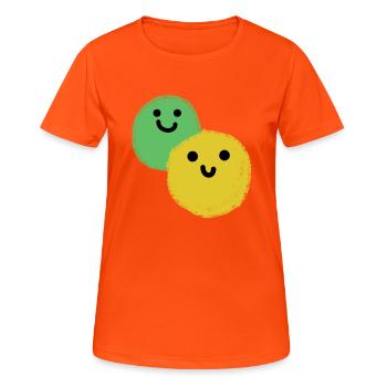 Deux boules - T-shirt respirant Femme - orange néon - Devant - AI Model Female 172 dark (172cm)