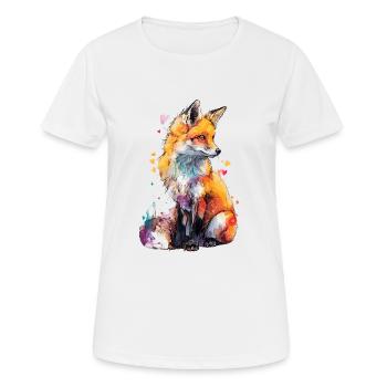 Neugieriger Fuchs in Aquarell - Frauen T-Shirt atmungsaktiv - Weiß - Vorne - AI Model Female 172 dark (172cm)
