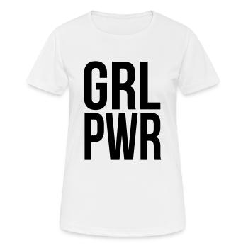 GRL PWR - Girl Power - Frauen T-Shirt atmungsaktiv - Weiß - Vorne - AI Model Female 172 dark (172cm)