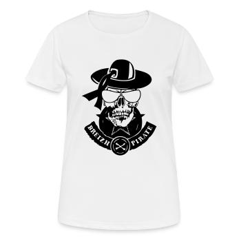 tete de mort renegade breizh pirate - T-shirt respirant Femme - blanc - Devant - AI Model Female 172 dark (172cm)