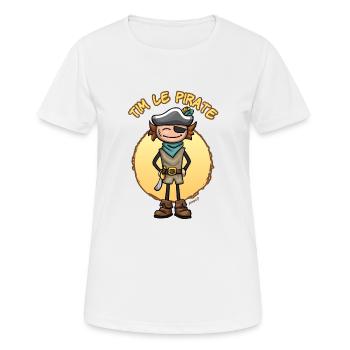 Tim le pirate - T-shirt respirant Femme - blanc - Devant - AI Model Female 172 dark (172cm)