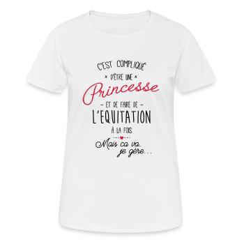 princesse et Equitation - T-shirt respirant Femme - blanc - Devant - AI Model Female 172 dark (172cm)