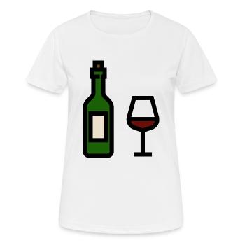 Bouteille de vin rouge avec verre de vin rouge - T-shirt respirant Femme - blanc - Devant - AI Model Female 172 dark (172cm)