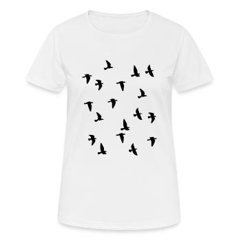 vogelschwarm - Frauen T-Shirt atmungsaktiv - Weiß - Vorne - AI Model Female 172 dark (172cm)