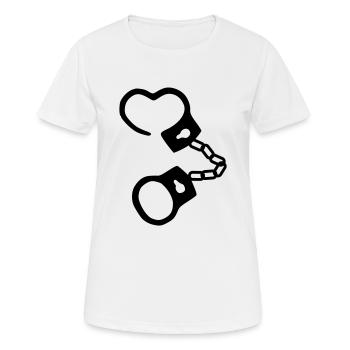 Handschellen - Frauen T-Shirt atmungsaktiv - Weiß - Vorne - AI Model Female 172 dark (172cm)