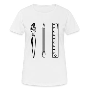 Pinsel Bleistift Linieal - Frauen T-Shirt atmungsaktiv - Weiß - Vorne - AI Model Female 172 dark (172cm)