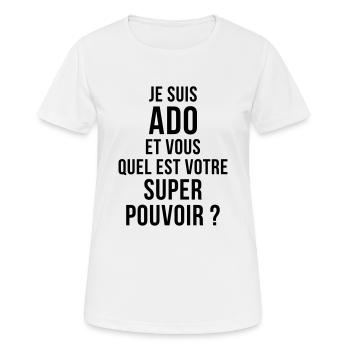adolescent / enfant / ado / adolescente - T-shirt respirant Femme - blanc - Devant - AI Model Female 172 dark (172cm)