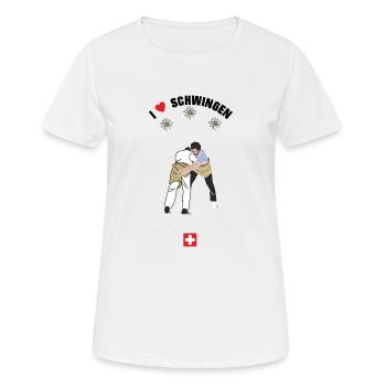 schwinger I love schwingen - Frauen T-Shirt atmungsaktiv - Weiß - Vorne - AI Model Female 172 dark (172cm)