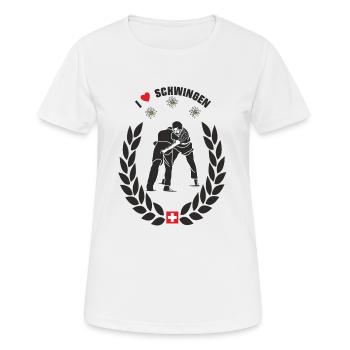 schwinger I love schwingen - Frauen T-Shirt atmungsaktiv - Weiß - Vorne - AI Model Female 172 dark (172cm)