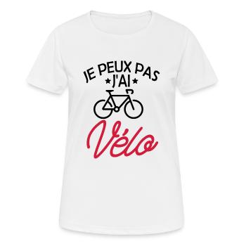 je peux pas j'ai vélo - T-shirt respirant Femme - blanc - Devant - AI Model Female 172 dark (172cm)