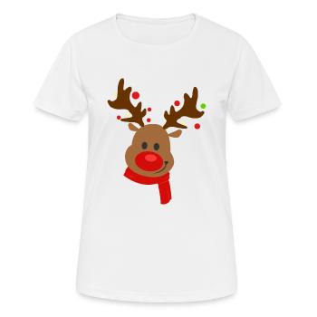 Funny reindeer Rudolf - Women's Breathable T-Shirt - white - Front - AI Model Female 172 dark (172cm)