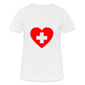 Coeur Suisse Croix Darling Love Aide à la santé - T-shirt respirant Femme - blanc - Devant - AI Model Female 172 dark (172cm)