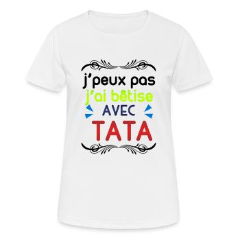 J'ai bêtise avec tata - T-shirt respirant Femme - blanc - Devant - AI Model Female 172 dark (172cm)