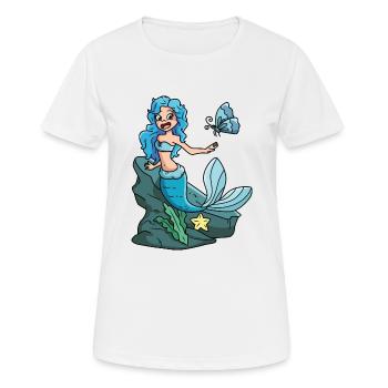 Meerjungfrau mit blauen Haaren - Frauen T-Shirt atmungsaktiv - Weiß - Vorne - AI Model Female 172 dark (172cm)