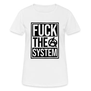 Texte baise le système - T-shirt respirant Femme - blanc - Devant - AI Model Female 172 dark (172cm)