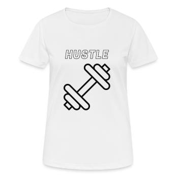 HUSTLE - Frauen T-Shirt atmungsaktiv - Weiß - Vorne - AI Model Female 172 dark (172cm)