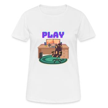 Gaming PC Schreibtisch - Frauen T-Shirt atmungsaktiv - Weiß - Vorne - AI Model Female 172 dark (172cm)