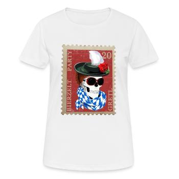 Briefmarke skull bierzelt party gretl - Frauen T-Shirt atmungsaktiv - Weiß - Vorne - AI Model Female 172 dark (172cm)