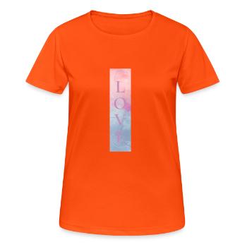 LOVE - Frauen T-Shirt atmungsaktiv - Neonorange - Vorne - AI Model Female 172 dark (172cm)