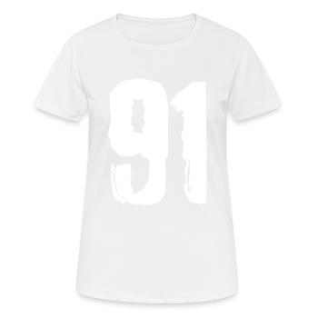 Maillot à 91 numéros - T-shirt respirant Femme - blanc - Devant - AI Model Female 172 dark (172cm)