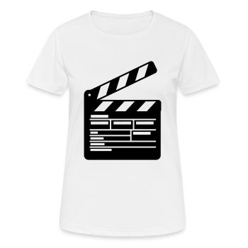 Kino Filmklappe Regie führen - Frauen T-Shirt atmungsaktiv - Weiß - Vorne - AI Model Female 172 dark (172cm)