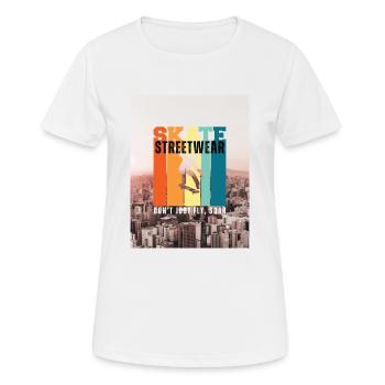 Streetwear - Frauen T-Shirt atmungsaktiv - Weiß - Vorne - AI Model Female 172 dark (172cm)