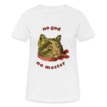 comrade cat // no god, no master - Women's Breathable T-Shirt - white - Front - AI Model Female 172 dark (172cm)