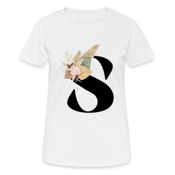 Buchstabe S blumig - Frauen T-Shirt atmungsaktiv - Weiß - Vorne - AI Model Female 172 dark (172cm)