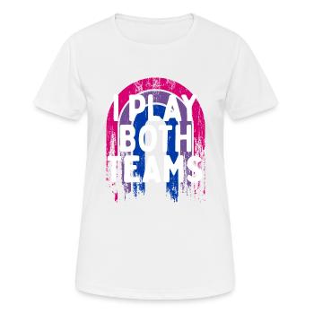 Je joue les deux équipes Bisexuel LGBTQ Bi Pride Dating - T-shirt respirant Femme - blanc - Devant - AI Model Female 172 dark (172cm)