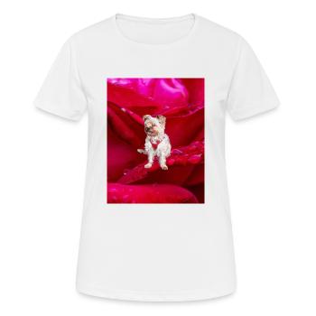 Yorkshire Terrier Rose - Frauen T-Shirt atmungsaktiv - Weiß - Vorne - AI Model Female 172 dark (172cm)